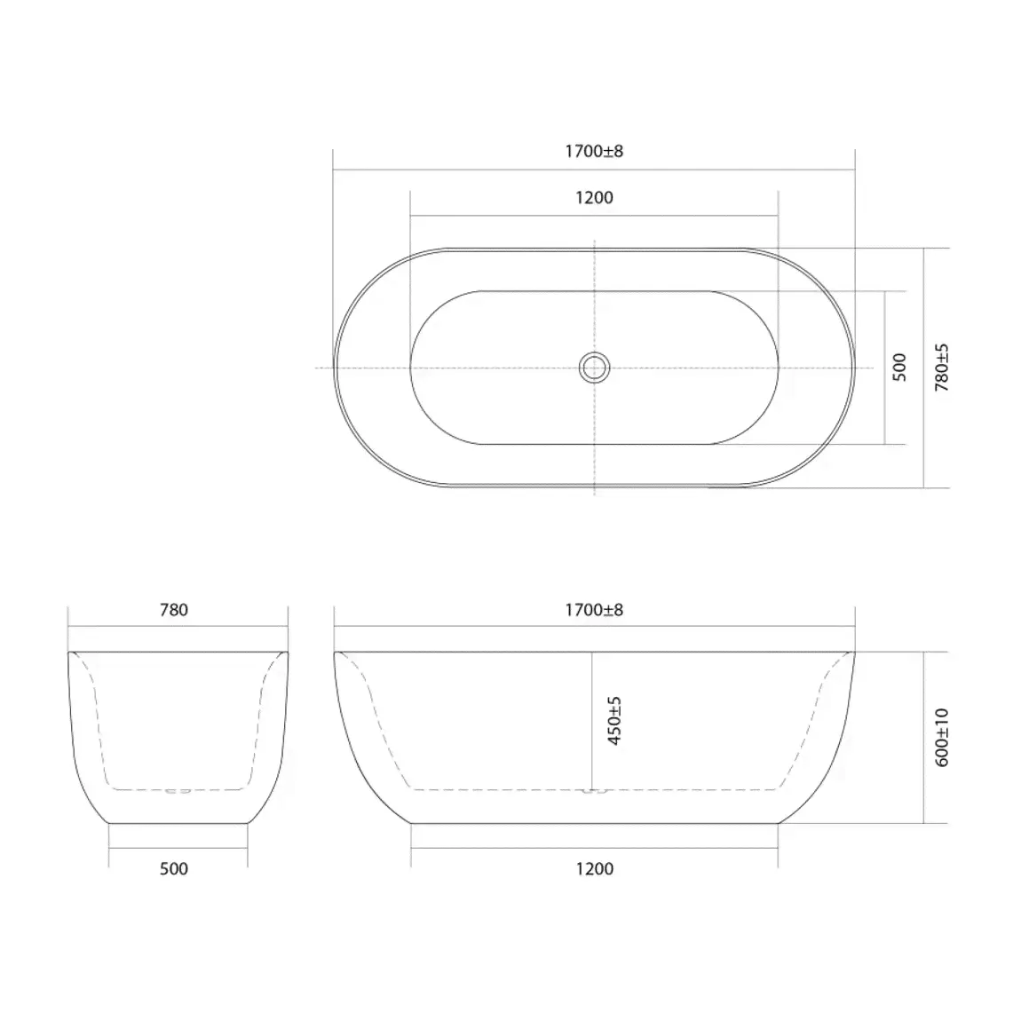 Акриловая ванна Aquatek Афина 78 см х 170 см AQ-44778-0