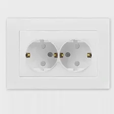 Розетка 2-м СП Афина 16А IP20 с заземл. защ. шторки в сборе бел. Universal A0050