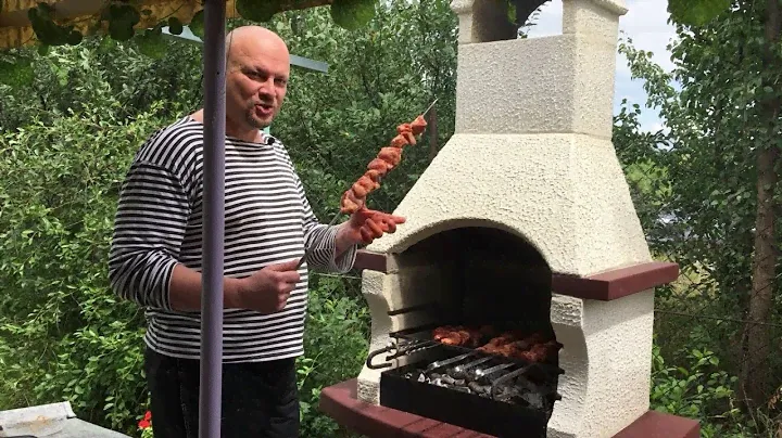 Модульный уличный стационарный мангал Афина для дачи на природе из бетона(Отзыв и шашлыки)