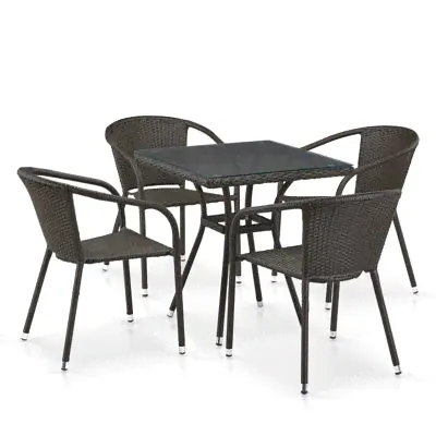 Обеденная группа Афина Комплект плетеной мебели T282BNT/Y137C-W53 Brown 4Pcs арт. T282BNT/Y137C-W53 Brown 4Pcs