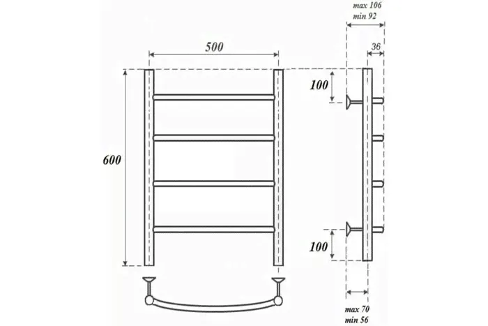 Полотенцесушитель электрический Point Афина хром PN04156E