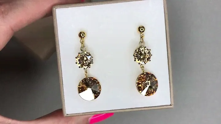 Серьги Сваровски "Афина" золотой кристалл