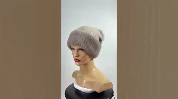 Вязаная женская норковая шапка с песцовым помпоном  #меховыеизделия #меховаяшапка #зимняяшапка #соты