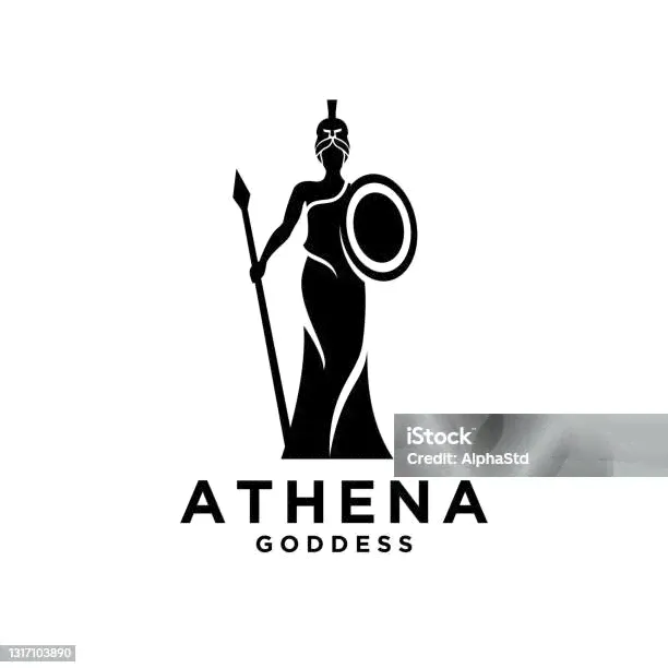 Премиум Афина Богиня Черный — стоковая векторная графика и другие изображения на тему Афина - Афина, Богини, Женщины